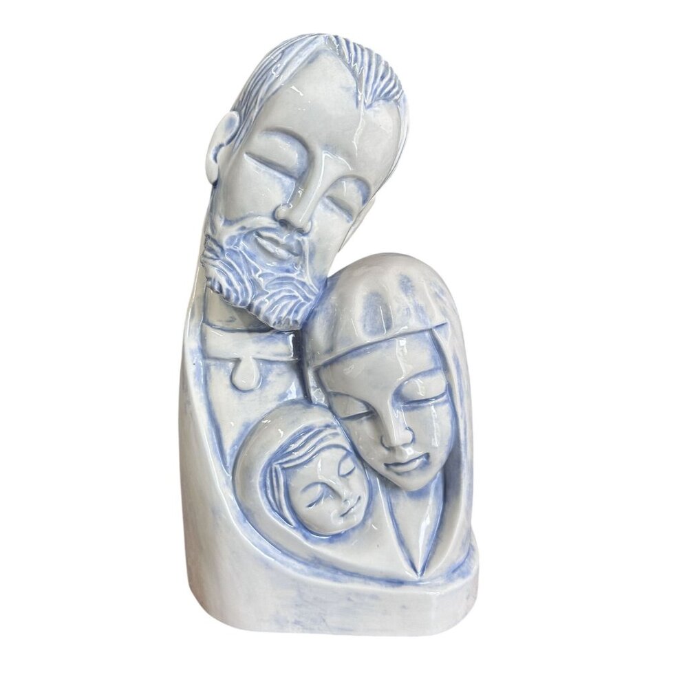 Vintage Holy Family Jesus Mary Joseph Porcelain Figurine Handpainted 11.5" 1981